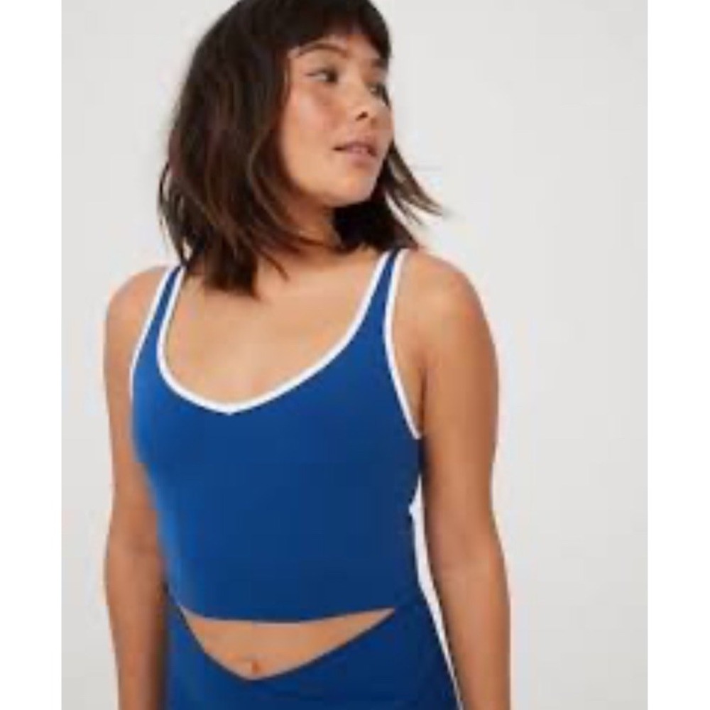 Offline by aerie Real Me Low Key Longline Sports Bra in Royal Blue XL Gym Soft
